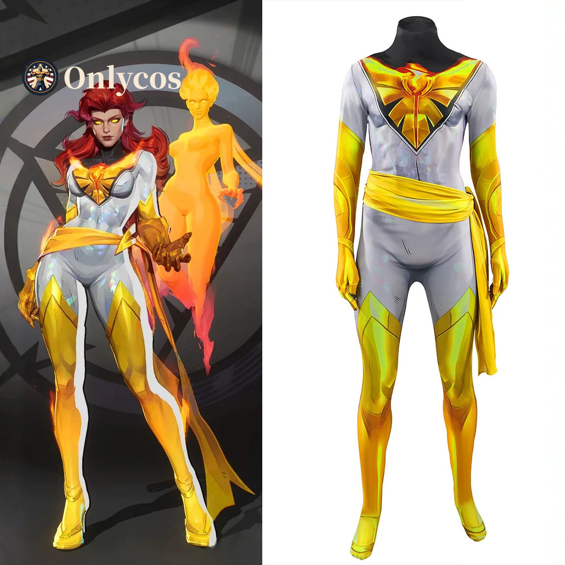 Anime Cosplay Bodysuit - Rivals Beyaz Taç Phoenix Jean Gri