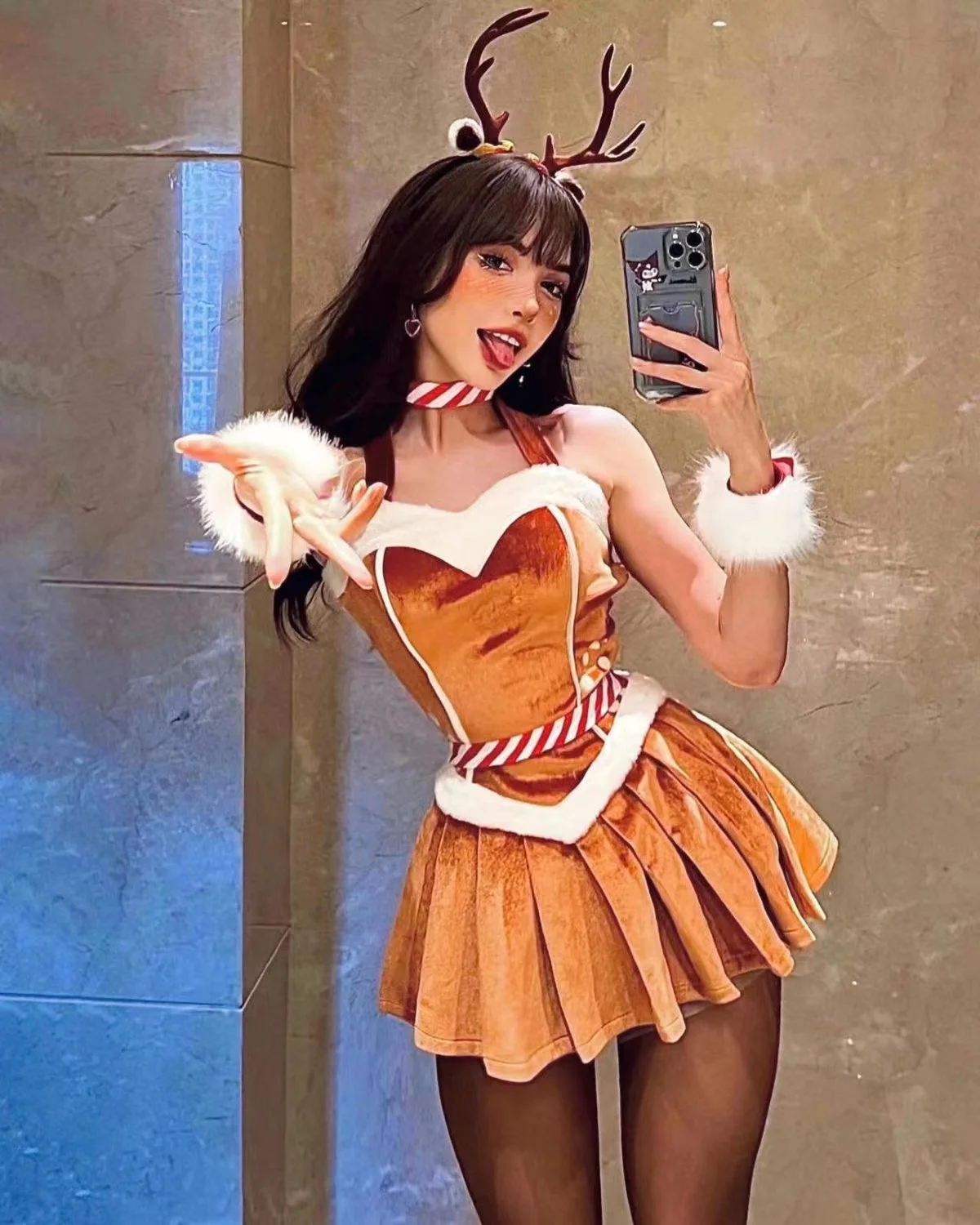 Anime Cosplay Bodysuit - Noel Baba Ren Geyiği Cosplay Kız