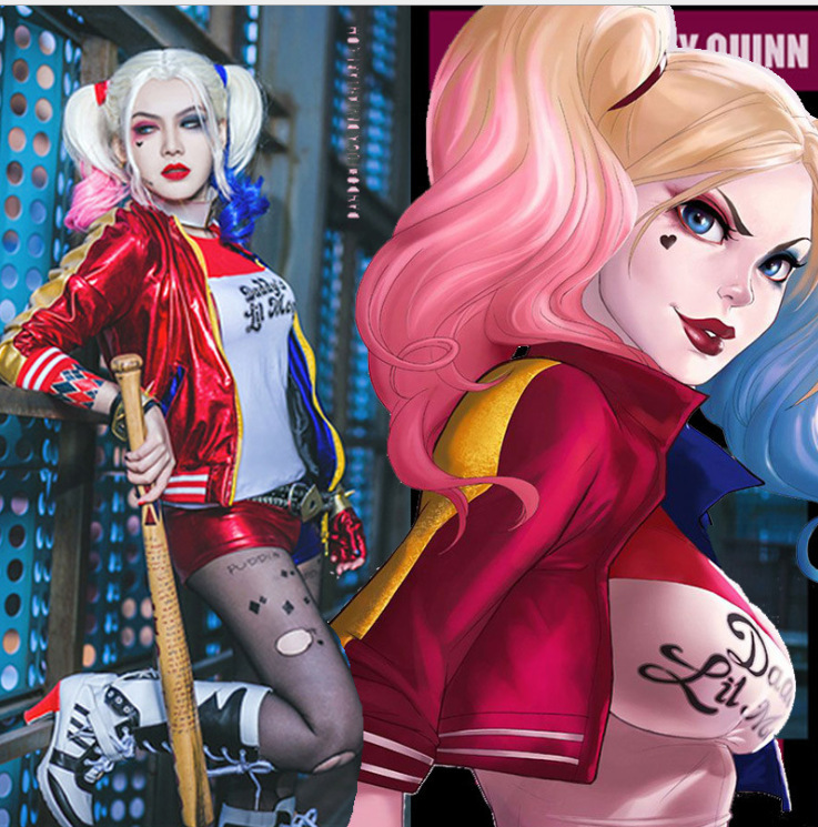 Anime Harley Quinn Cosplay - Cadılar Bayramı İntihar Ekibi Kostümü Harley