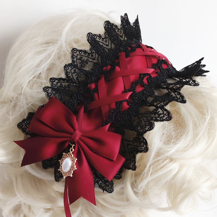 Kırmızı koyu gotik Lolita dant - Anime Cosplay Girl With Black Hair incelemesi ve fiyatı